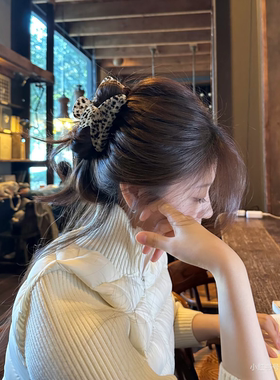 Busan韩系博主同款质感时尚豹纹醋酸抓夹高级感发夹盘发鲨鱼夹女