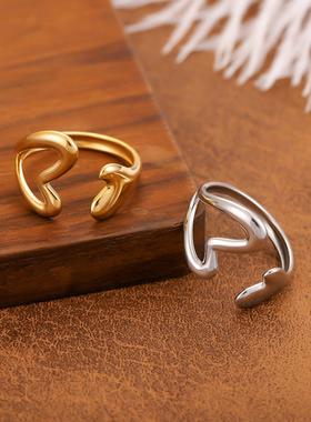 爱心戒指不锈钢简约真金电镀