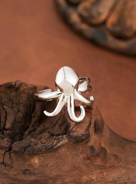 章鱼造型不锈钢开口戒指