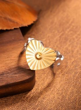 欧美风双色可调简约戒指