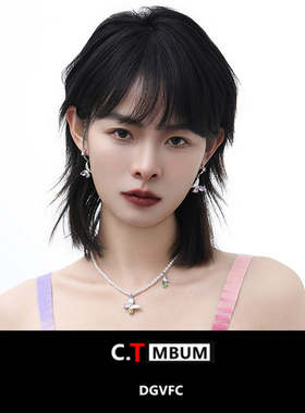 时尚彩色锆石蝴蝶项链配饰女甜酷