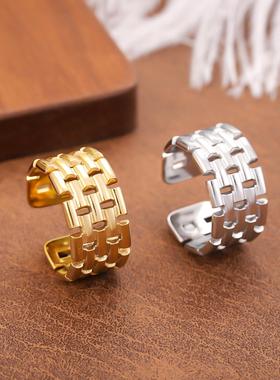 欧美简约风钛钢开口戒指