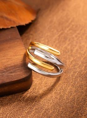 欧美不锈钢交叉双拼戒指