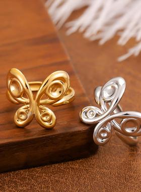 欧美小众设计感钛钢缠绕戒指