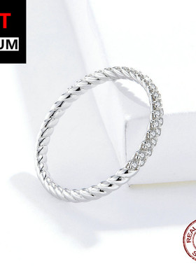 跨境百搭饰品配饰女欧美热卖时尚纯银戒指简约镀白金锆石指环S925