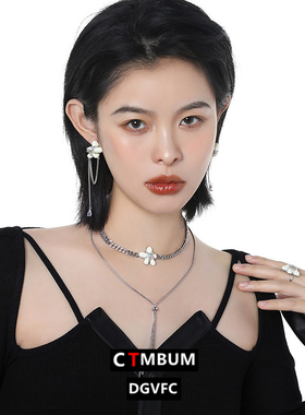 原创法式奶油树脂花朵项链女轻奢