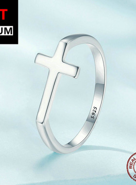 饰品跨境跨境欧美流行s925纯银简约十字架戒指跨境爆款指环手饰女