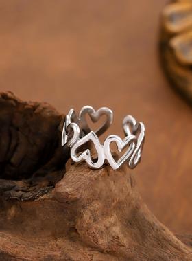 镂空爱心开口戒女时尚个性食指环