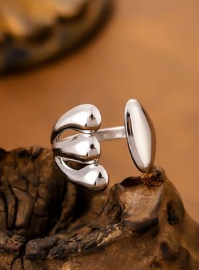 水滴开口不对称镀金戒指