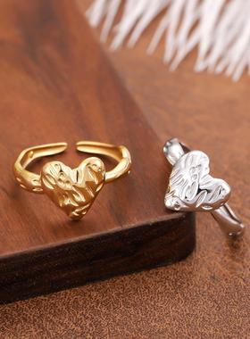 欧美风简约镂空钛钢戒指