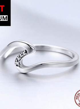 跨境百搭饰品配饰女波浪造型 S925纯银女士戒指简约时尚锆石戒指