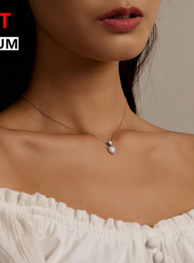 亚马逊热卖简约澳宝爱心项链纯银