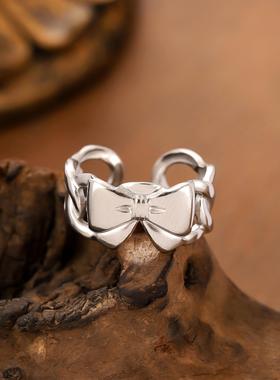 欧美复古蝴蝶结不锈钢戒指