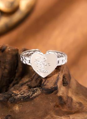 钛钢爱心戒指男女时尚百搭款