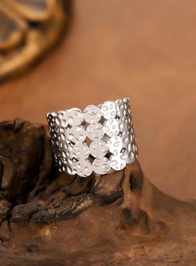 欧美宽版不锈钢几何戒指