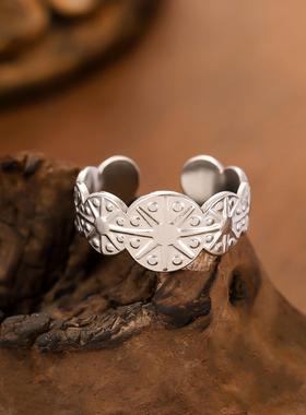 欧美风五角星开口戒指女钛钢指环