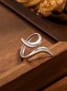 艾芙乐简约绿色树叶开口戒指可