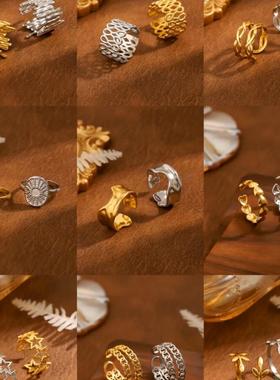 艾芙乐浪漫鸢尾花开口戒s925纯银