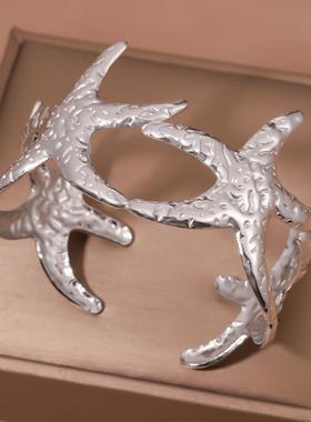 复古宽版海星贝壳手镯女