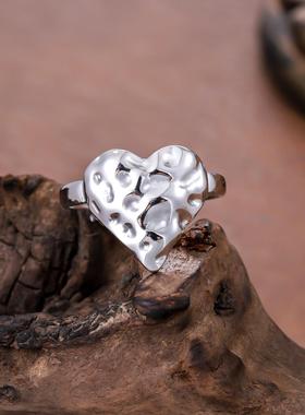 欧美风不规则心形不锈钢女戒