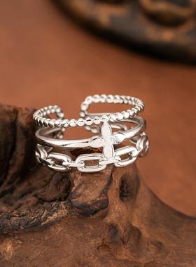 不锈钢戒指女欧美小众设计感