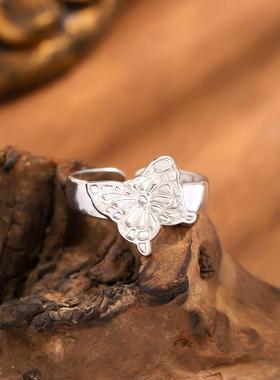 法式复古蝴蝶结钛钢戒指女