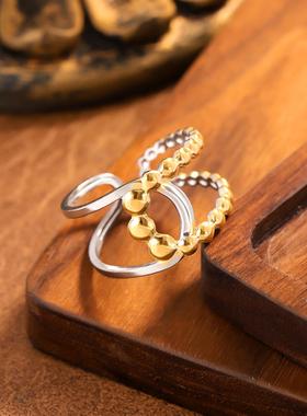 不锈钢镀金复古轻奢戒指