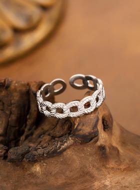 多层链条开口不锈钢女戒