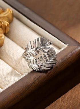 复古不规则叶子蝴蝶戒指