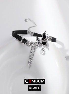 黑色蝴蝶项圈女批发百搭小众高级