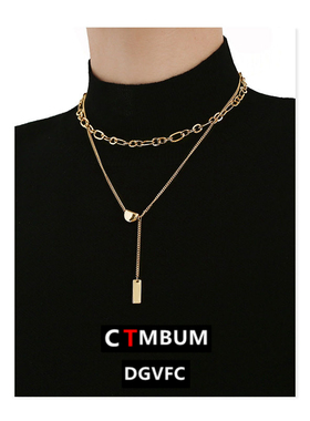 ins嘻哈项链双层颈链小众设计感