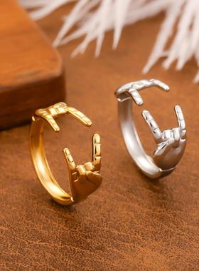 钛钢复古链条可调戒指女