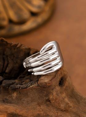 欧美高级感钛钢手掌戒指女