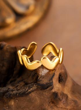 甜美不规则爱心开口戒指女