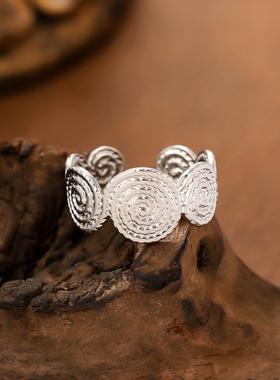 欧美复古钛钢开口几何戒指