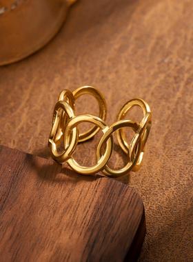 不掉色钛钢小众设计感戒指