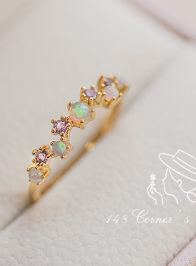 日系梦幻薰衣草紫色戒指925女