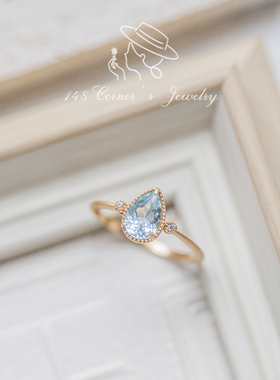 日系天然托帕石纯银戒指环