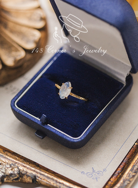 日系月光石粉晶纯银戒指