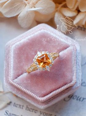 925银法式复古黄水晶戒指