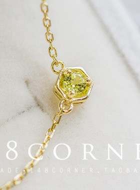 日系天然黄水晶短款礼物项链