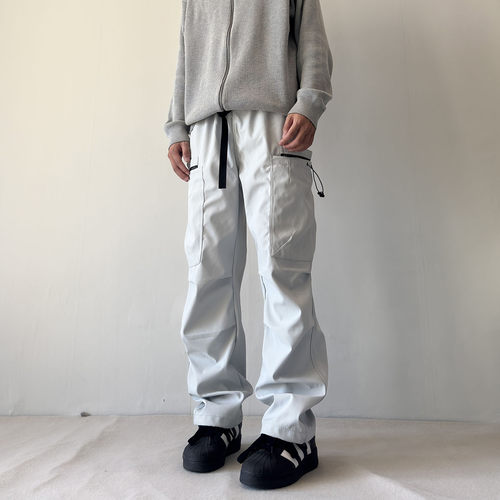 soxiox夏季户外冲锋裤男女防泼水防风滑雪裤直筒美式机能工装裤子 - 图0