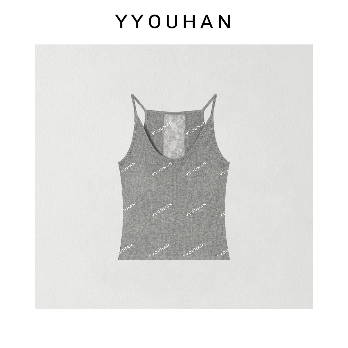 YYOUHAN 2025夏季小众设计后背蕾丝拼接百搭亲肤美背 2505C2449 - 图1