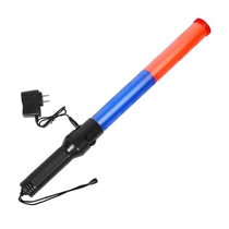 54cm Red Blue Rechargeable Multifunction LED Traffic Baton Fluorescent Rod Luminous Stick Warning Stick