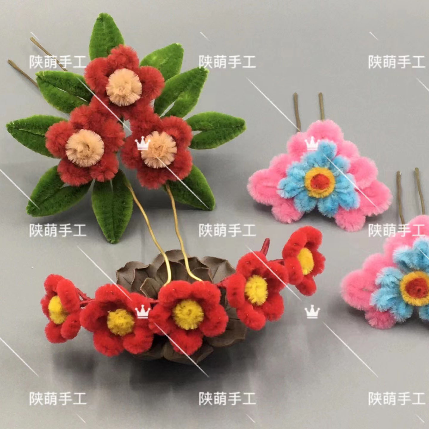 雪妮6mm*50cm 扭龙超密扭扭棒花束仿绒花绒条幼教DIY材料 10根/袋 - 图0