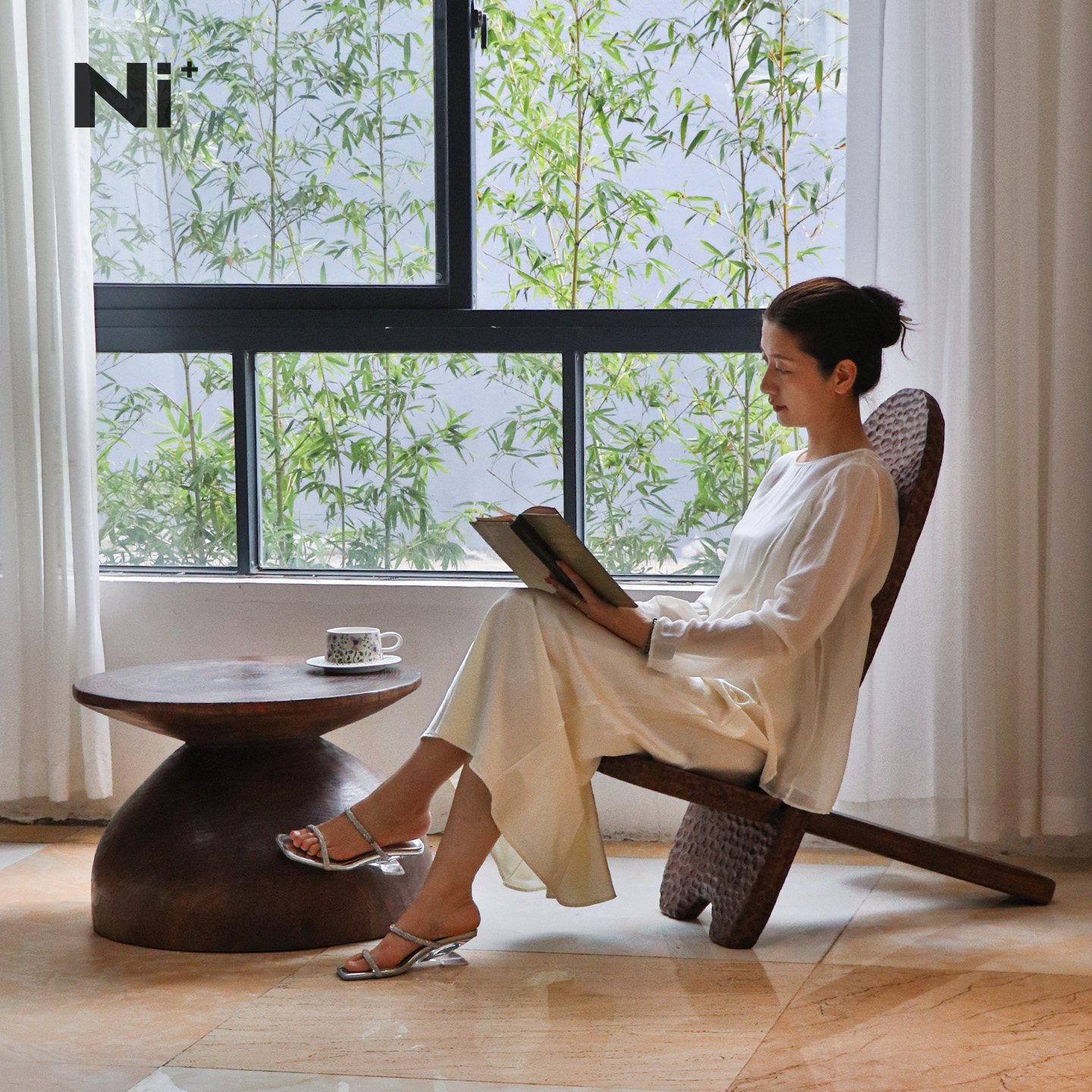 Ni尼家侘寂风椅子复古木椅客厅休闲椅创意设计师椅子阳台桌椅组合,淘宝优惠券,粉丝福利购,淘宝优惠卷