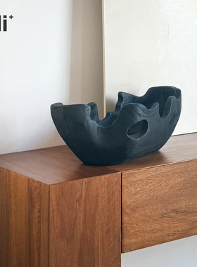Ni+尼家侘寂风木质镂空果盘摆件