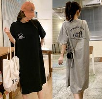 Gestational dress for pregnant women with summer slim fit loose large size 2022 summer dress new Korean version of the slim fit not to be a T-shirt dress