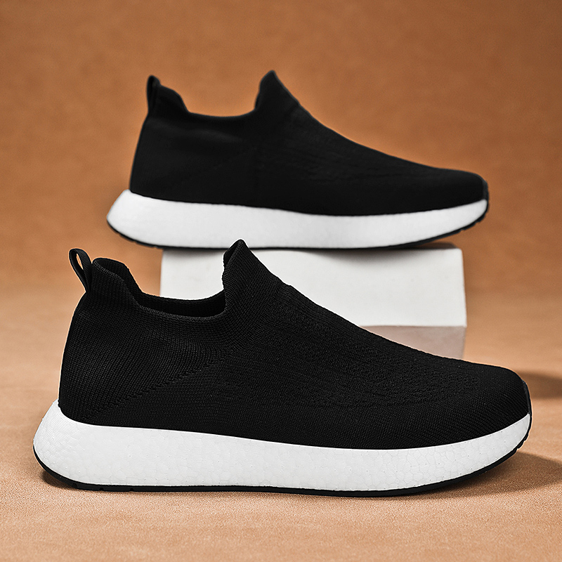 步因美新品男鞋秋季运动休闲透气针织鞋男士一脚蹬百搭春秋健步鞋 - 图1