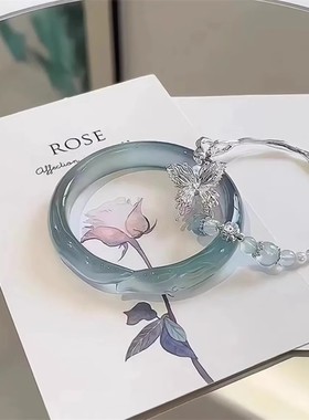 新中式清冷蓝冰狐狸手镯复古古风个性气质ins设计百搭平安手链